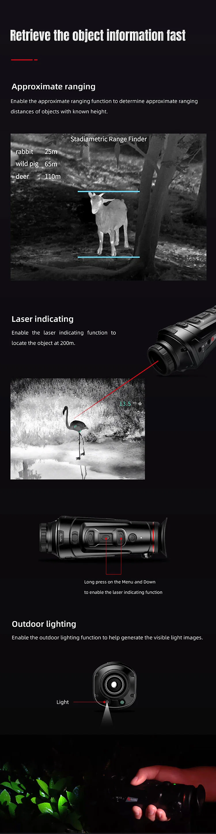 Civil Handheld Guide Full Color Video Output Night Vision Monocular Sights Hunting Equipment